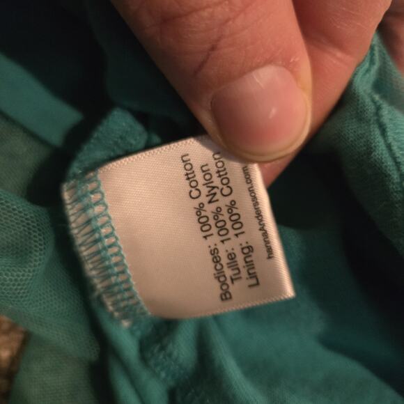 Hanna Andersson Girl’s Teal Summer Dress Soft Tulle Sleeveless Green Sz 8 Fruit - Picture 5 of 6